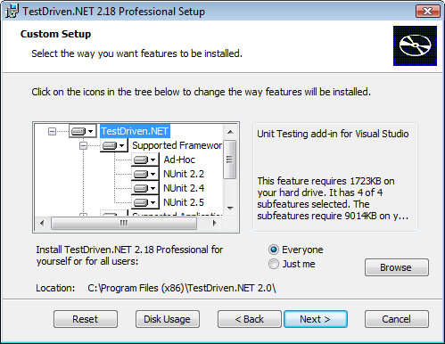 Figure 1. TestDriven.Net Setup